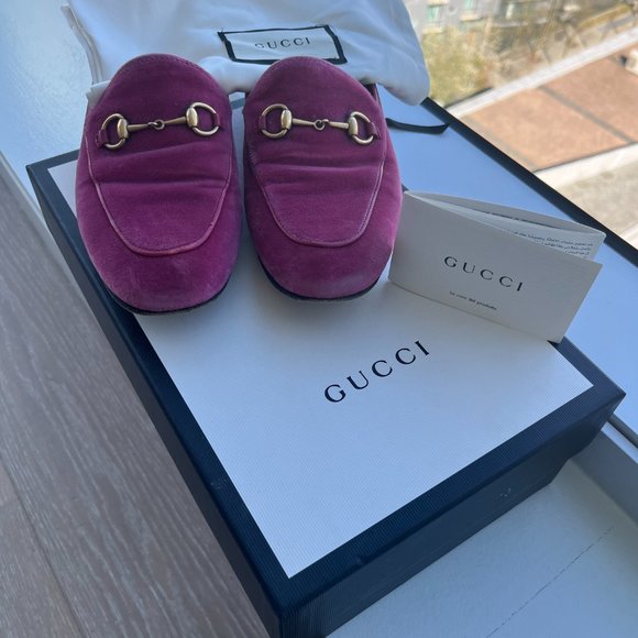 Gucci Pink Velvet Loafers (38) - Picture 5 of 9